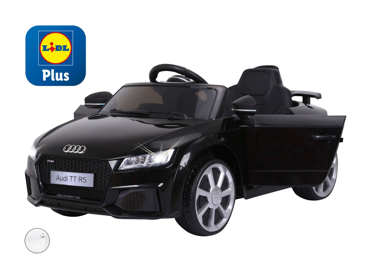 Schwarzes Audi TT Kinder Elektroauto, Lidl Playtive.