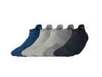 Conjunto de 5 pares de meias desportivas CRIVIT para sapatilhas, em tons de cinzento e azul.