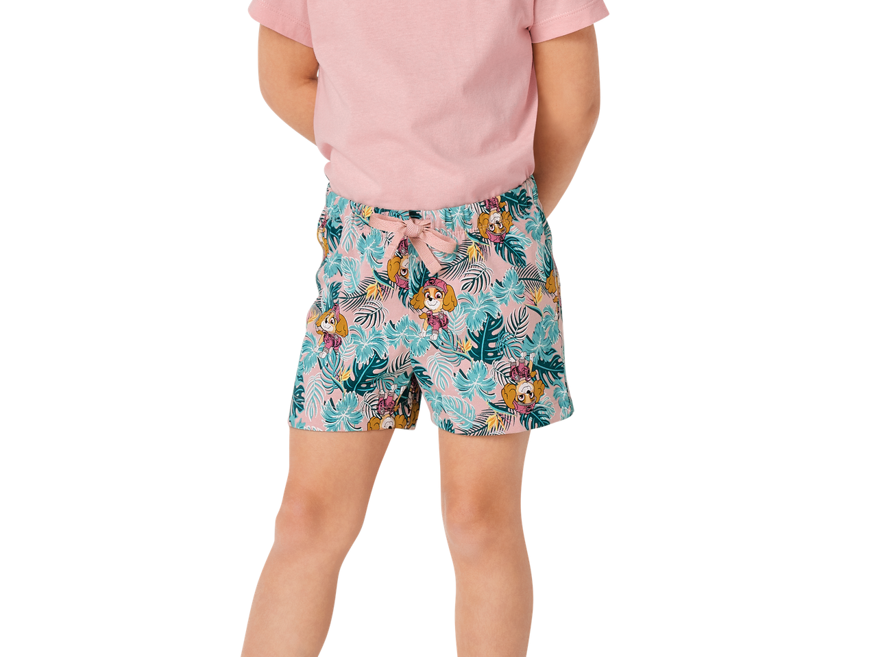 Dečije šorts pantalone Paw Patrol sa tropskim dezenom.