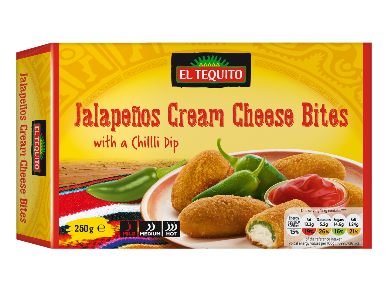El Tequito Jalapeños Cream Cheese Bites with chilli dip.