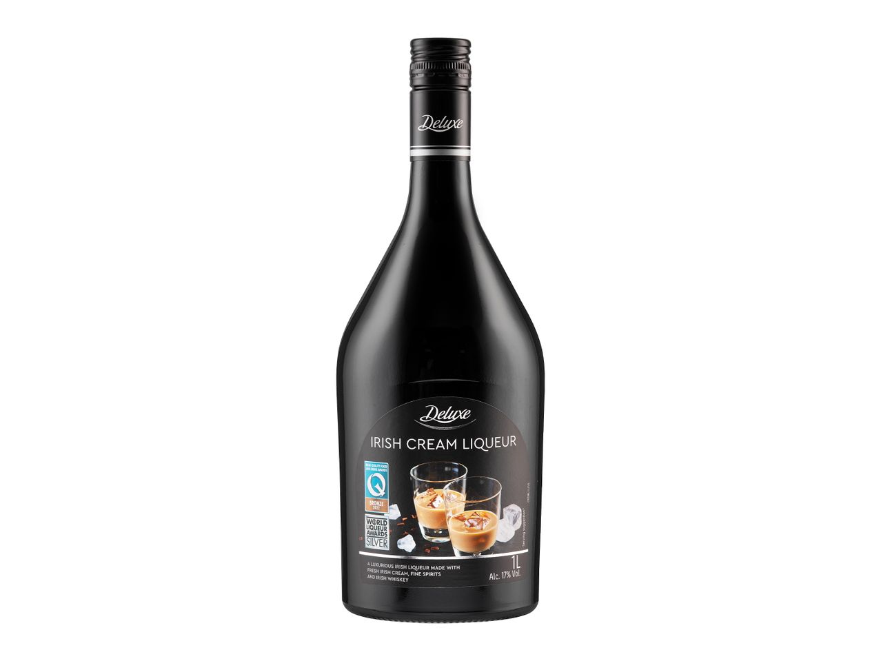 1 litre bottle of Deluxe Irish Cream liqueur.
