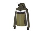 Men's ski jacket in olive green with white and black chevron stripes