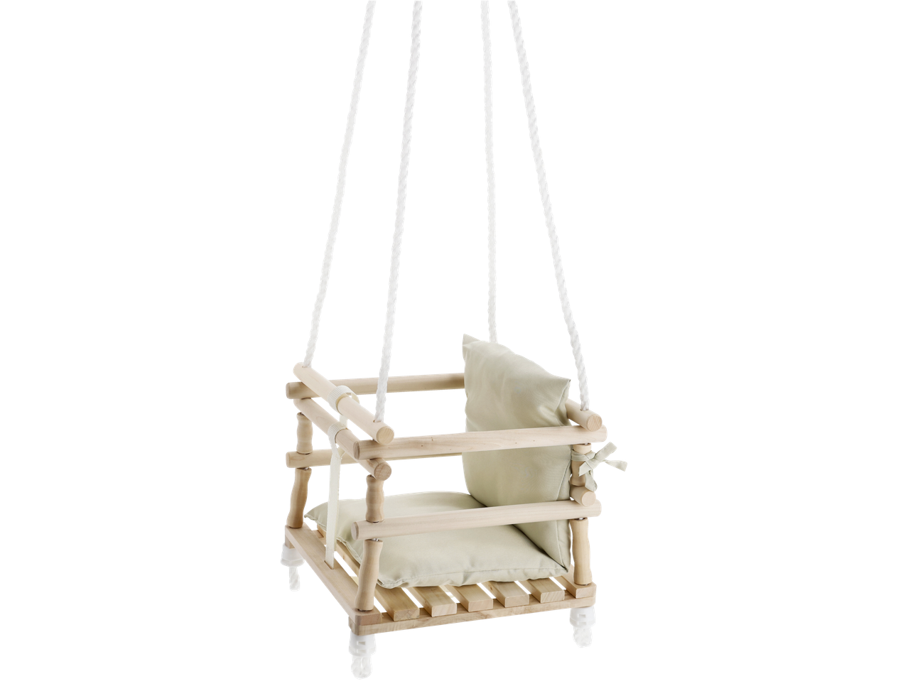 lupilu® drvena ljuljačka za bebe s bež jastucima