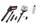 Parkside® pressure washer set, including gun, brush, and accessories.