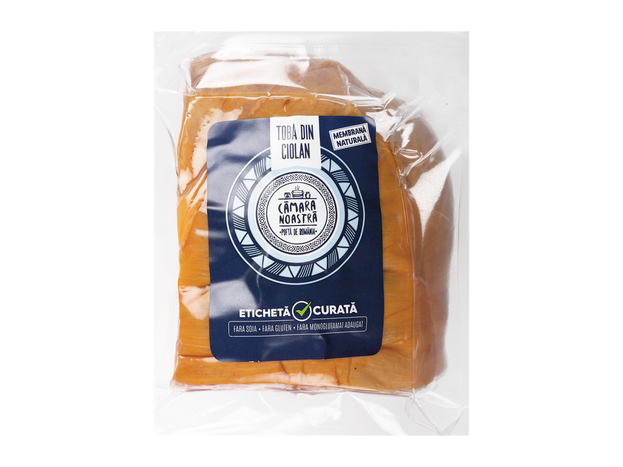 Tobă din ciolan 'Cămara Noastră' cu etichetă curată, fără soia, gluten sau monoglutamat adăugat.