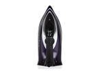 A black and silver Tefal steam iron.