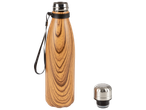 Bouteille isotherme en bois avec bouchon dévissé