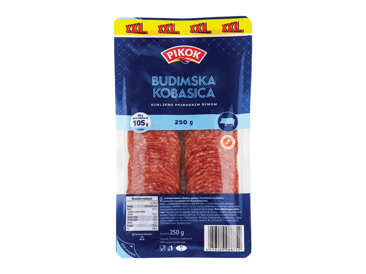 Pikok Budimska kobasica, dimljena, narezana, 250g