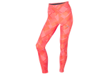 Leggings de corrida CRIVIT® em vermelho coral com padrão e logótipo.