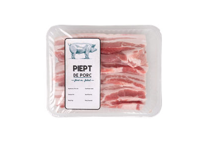 Piept de porc, fără os, feliat