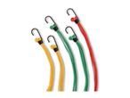 Assortment of colorful bungee cords with hooks.