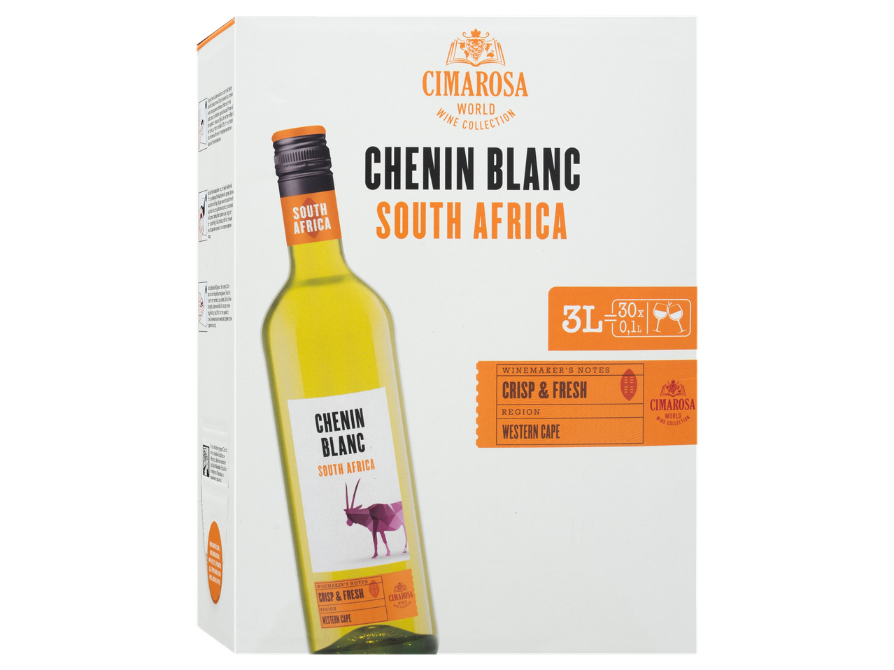 Cimarosa Chenin Blanc Zuid-Afrika wijnbox, 3L, fris en fruitig, Western Cape