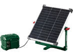 Portable solar panel with a green power station for outdoor energy.