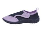 Children's purple and black water shoe with a textured sole.