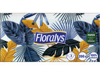 Кутия козметични кърпички Floralys с тропически листа, 200 броя, 100% целулоза.
