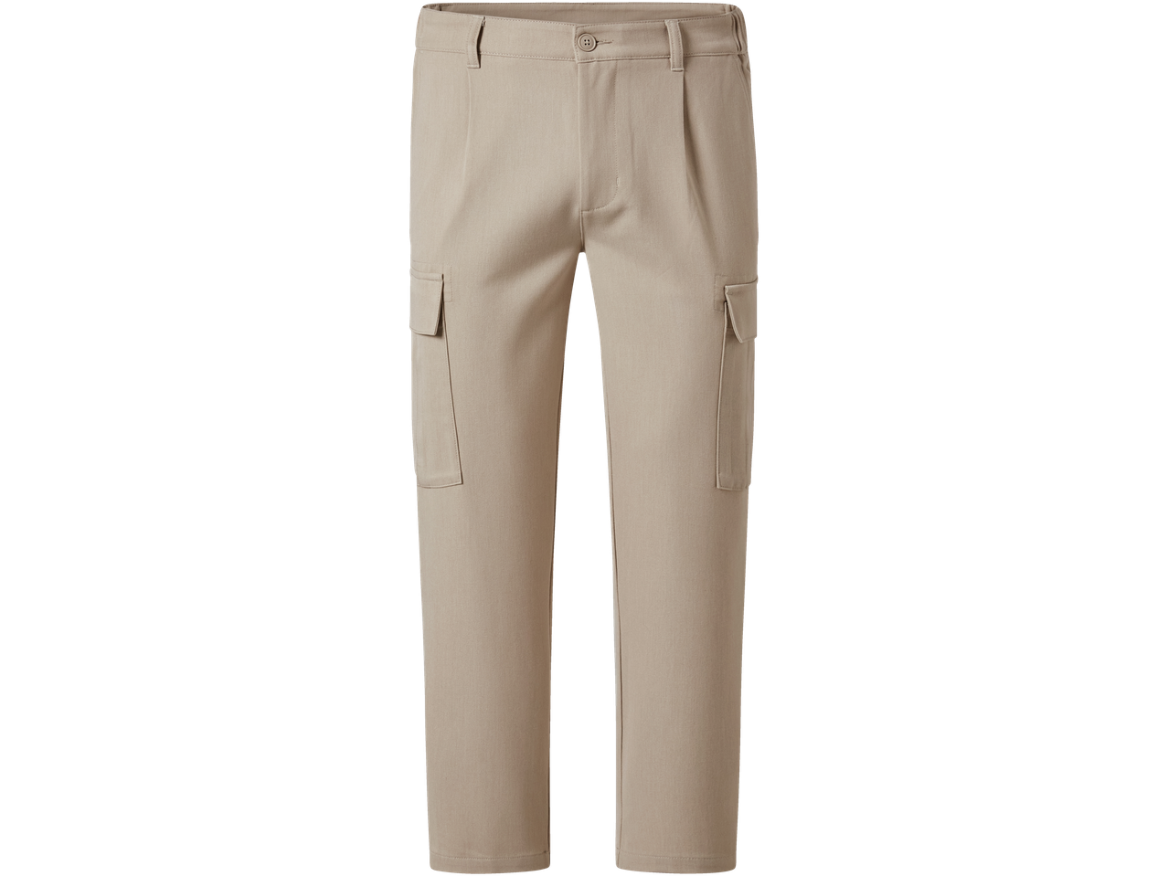 Beige kargo püksid, sirge lõikega.