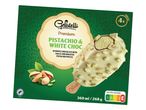 Glace Premium sladoledni štapič s pistacijami in belo čokolado.
