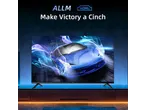 Chiq Smart TV met ALLM en HDMI 2.1, toont een blauwe raceauto, met de tekst 'Make Victory a Cinch'.