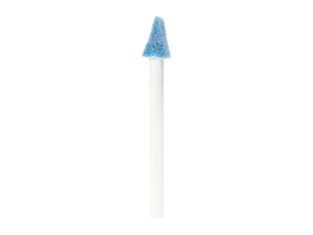 A blue foam-tipped applicator stick, often used for oral hygiene or applying solutions.