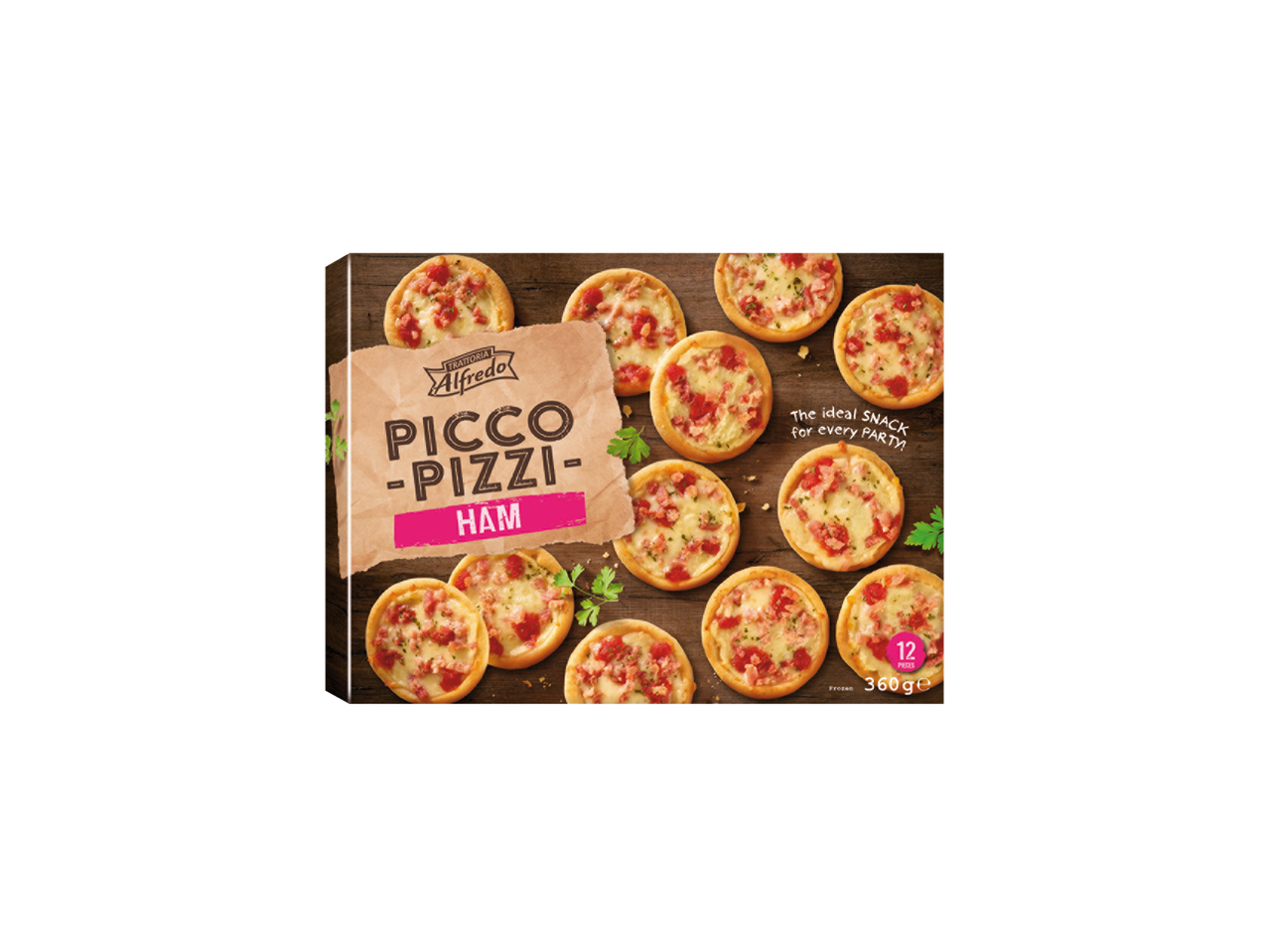Traditória Alfredo šaldytos Picco Pizzi mini picos su kumpiu.