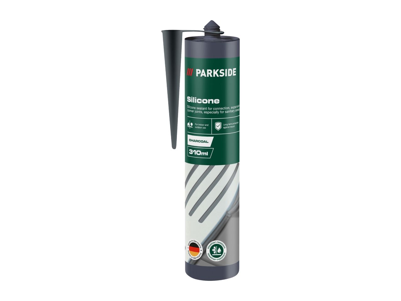 Charcoal silicone sealant for indoor and outdoor use, 310ml.