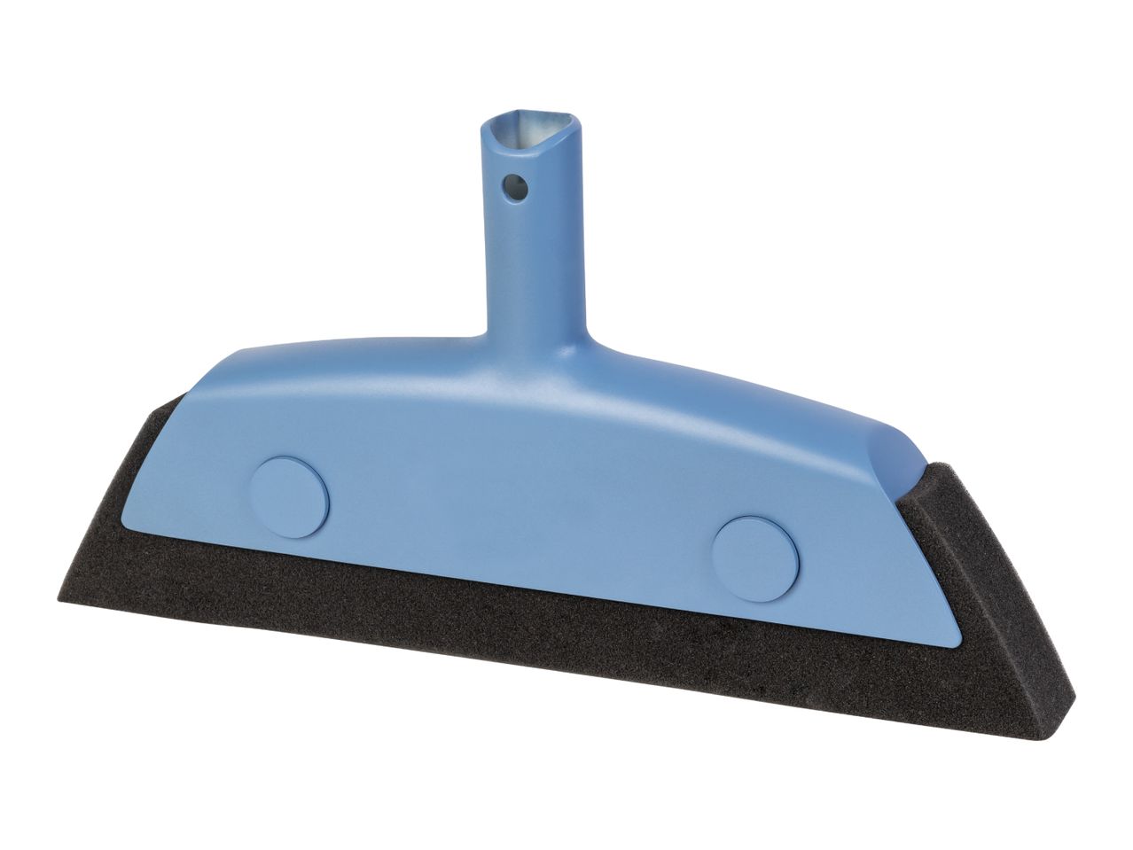 Blue window squeegee with a black foam blade