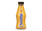 Een fles chocolademelk met de tekst 'Chocomel One and Only' en voedingsinformatie.