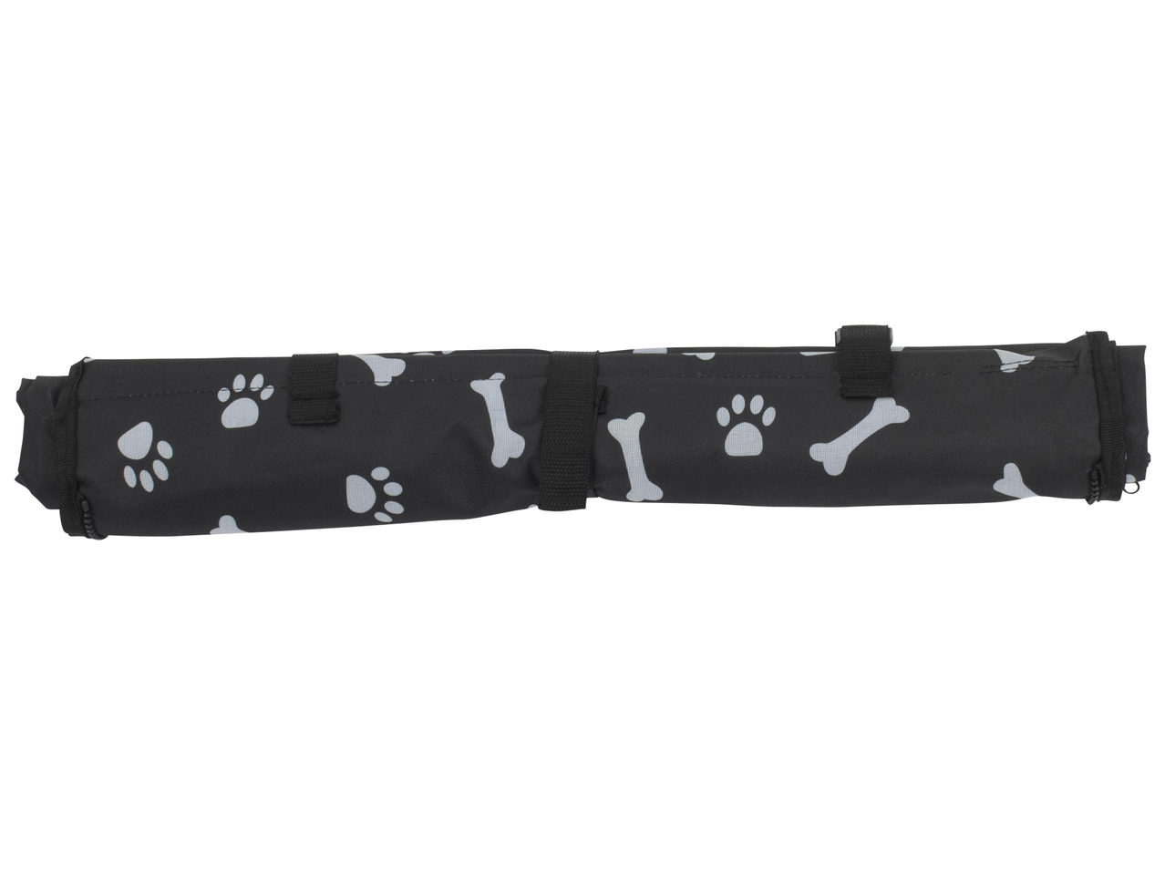 Черен органайзер за кола с щампи на кучешки лапи и кости