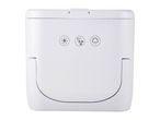 White portable air cooler with three control buttons for light, fan, and power.
