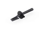 Black plastic spatula with a long handle and a wide, flat blade.
