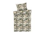 Floral bedding set: duvet cover, pillowcase, fitted sheet.