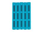 Five teal-colored air vent covers with dark blue detailing.