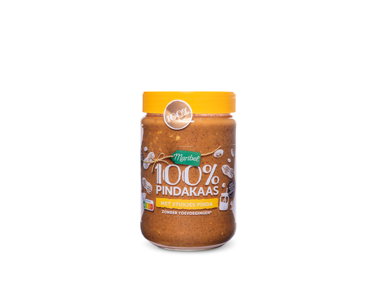 Maribel 100% pindakaas met stukjes pinda.