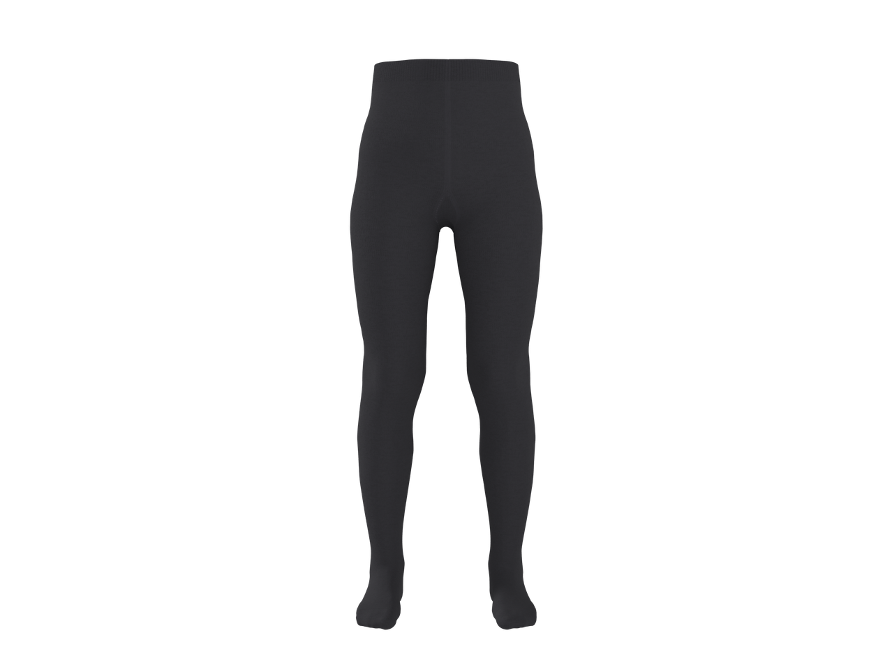 Dark grey kids' tights, full length, on a black background.