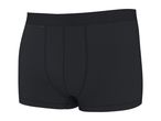 Black men's boxer briefs with a wide elastic waistband and visible stitching.