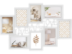 White multi-photo frame with 'LIVE LAUGH LOVE' text, displaying various home interior scenes and patterns.