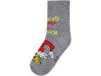 Pilka vaikiška kojinė su Grinčo motyvu ir užrašu „The Grinch“.