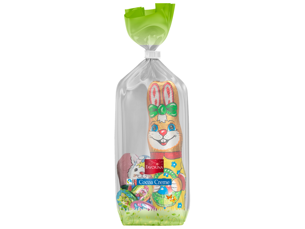 Favorina Easter Hollow Chocolate Figures: a bag of chocolate bunnies and eggs.