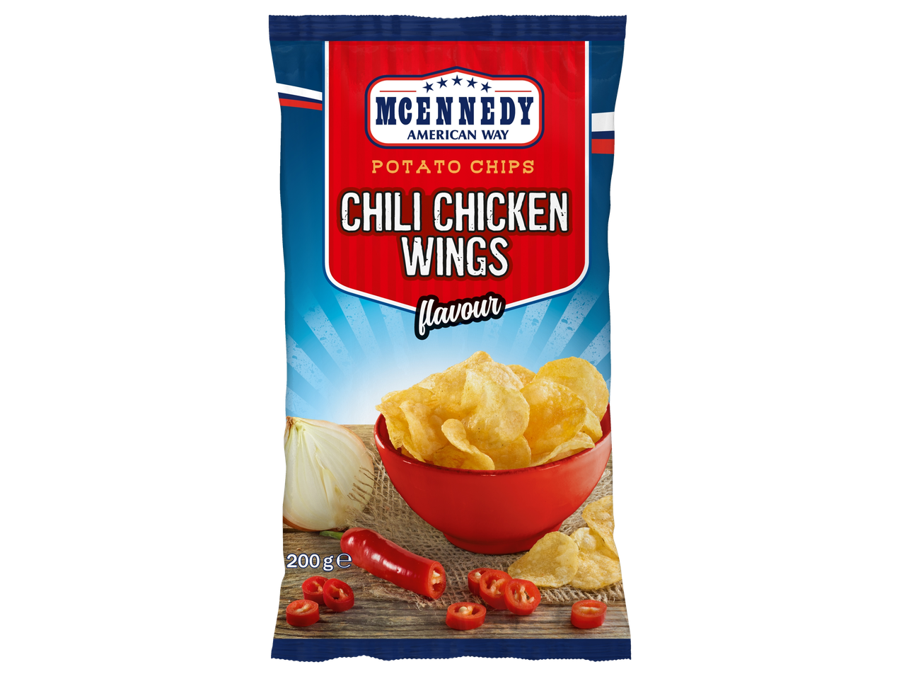 Chips McKennedy, aromă aripi de pui chili.