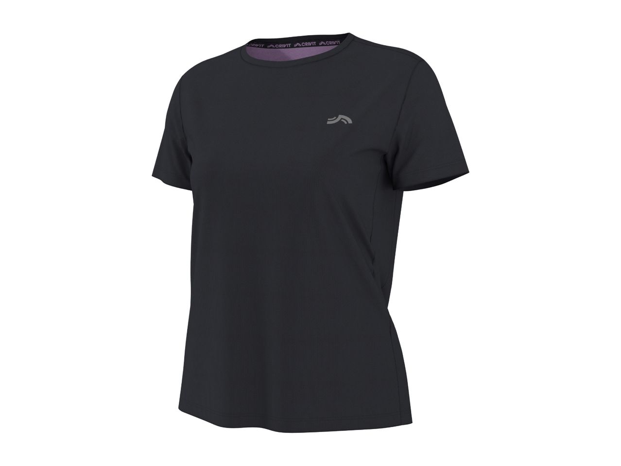 Dark grey short-sleeved sports t-shirt with a subtle logo on the chest.