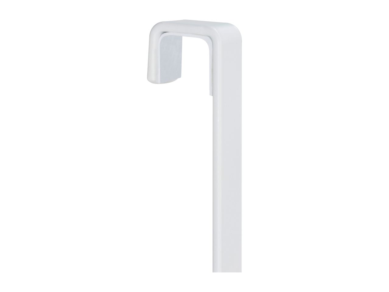 White over-the-door hook for hanging items.
