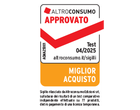 Sigillo Altroconsumo Approvato, Test 04/2025, Miglior Acquisto, basato su un test comparativo indipendente su 77 prodotti.