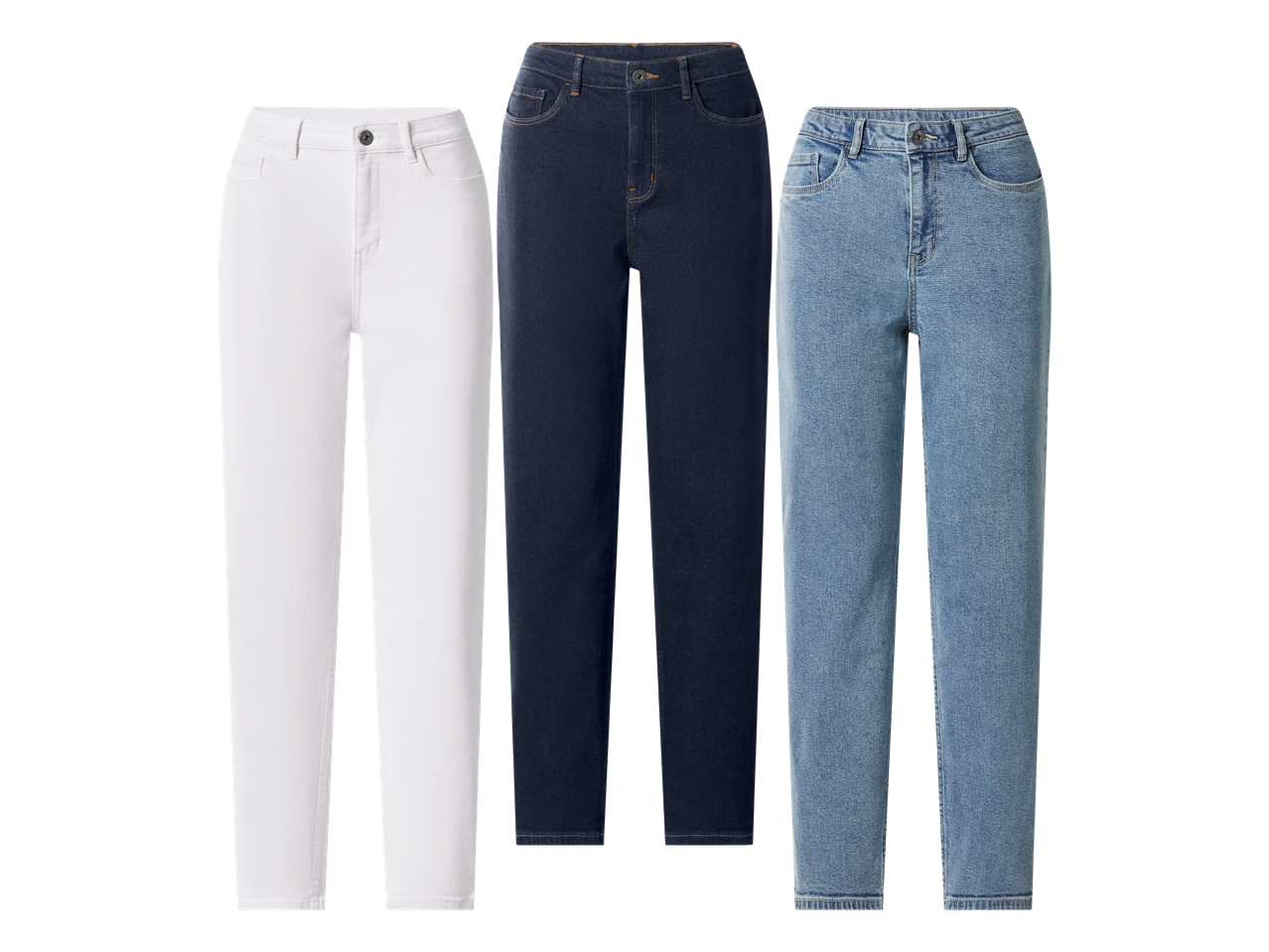 Tri para traperica: bijele, tamnoplave i svijetloplave.