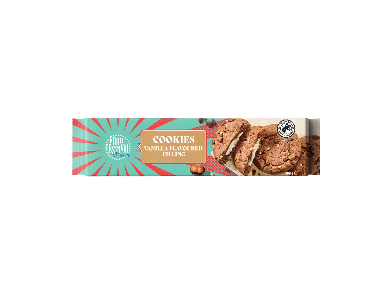 Food Festival koekjes met vanillesmaakvulling, 160g verpakking