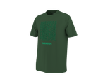 Tricou bărbătesc PARKSIDE verde închis cu un model repetat al logo-ului PARKSIDE.