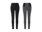 To par leggings, et sort og et gråt, med høj talje og brede elastiske paneler.