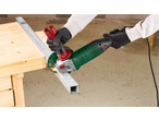 Parkside Performance® PWS 125 angle grinder cutting a metal profile with sparks.