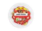 Del Real Cherry Peppers in a plastic container.