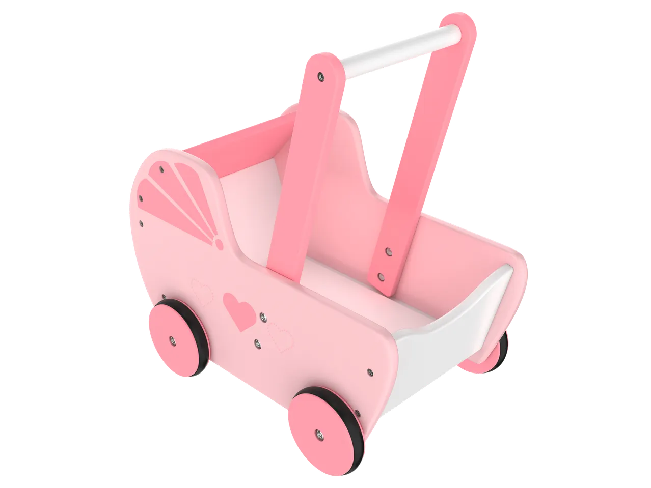 Carrinho de bonecas Playtive rosa e branco