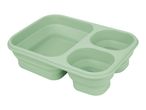 Light green collapsible bento box with three compartments.